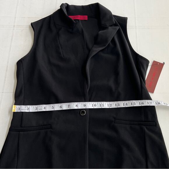 New LOVE SCARLETT Black Belted Longline Sleeveless Blazer Vest Waist Tie SIZE S - Picture 4 of 7